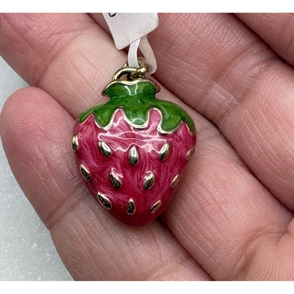 Lauren G Adams Strawberry Pendant 18k Gold Plated Enamel NEW ($190)